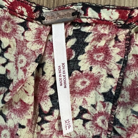 Free People Red Floral Lace Up Summer Short Dress Sz XS - Picture 4 of 16